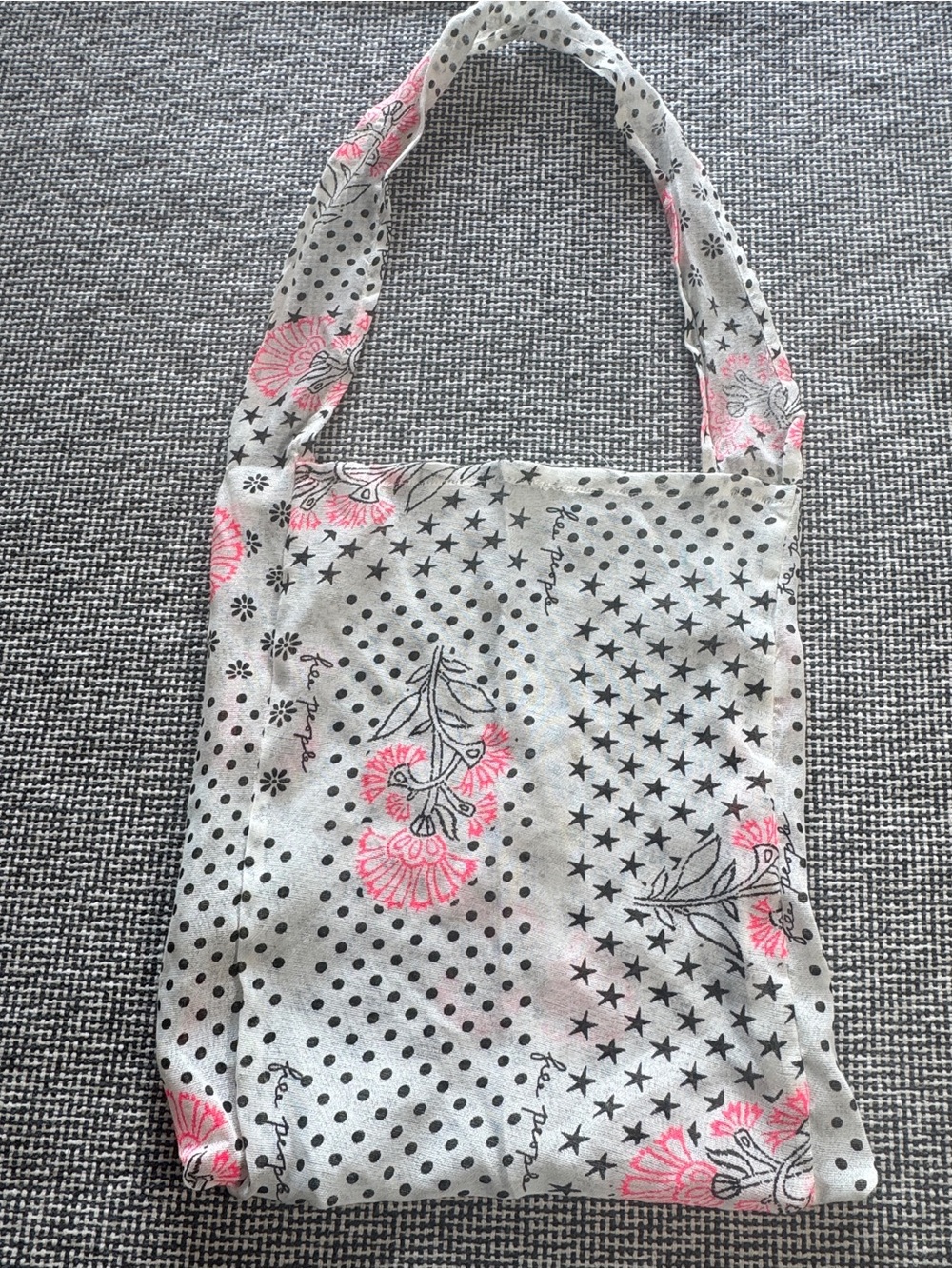 Floral Print Free People Gray & Pink Shoulder Tote Bag